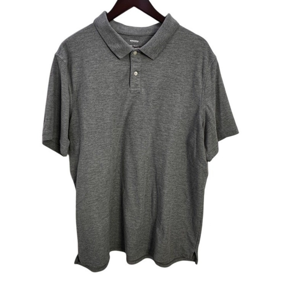 Sonoma Goods For Life Mens 3XL Tall Heather Gray Short Sleeve Polo Shirt